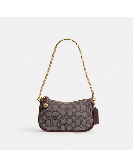 COACH White Swinger Bag 20 In Signature Jacquard