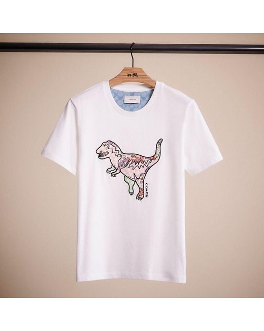 COACH White Restored Patchwork Rexy T Shirt In Organic Cotton