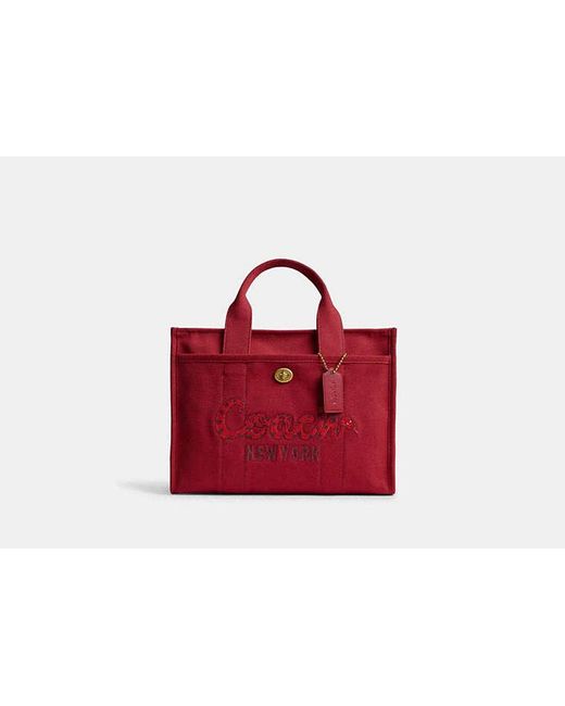 COACH Red New Year Cargo Tote Bag With Snake Script
