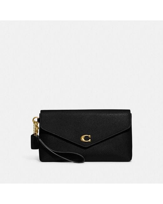 COACH Leather Wyn Clutch in Brass/Black (Black) Lyst