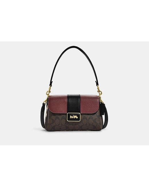 Bolso De Hombro Grace En Lona De Firma COACH de color Multicolor