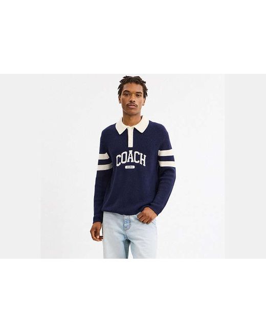 Polo Graphique Manches Longues En Tricot COACH pour homme en coloris Blue