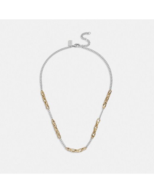 COACH Signature Mixed Chain Necklace in Metallic | Lyst