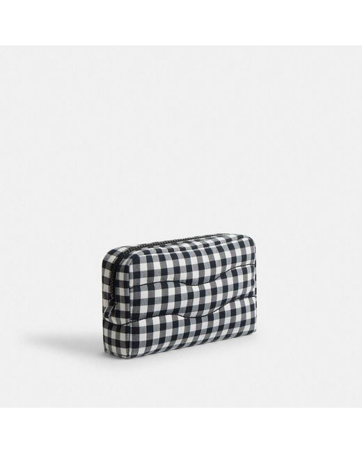 COACH Black Topia Loop Pouch In Recycled Polyester With Gingham Pattern