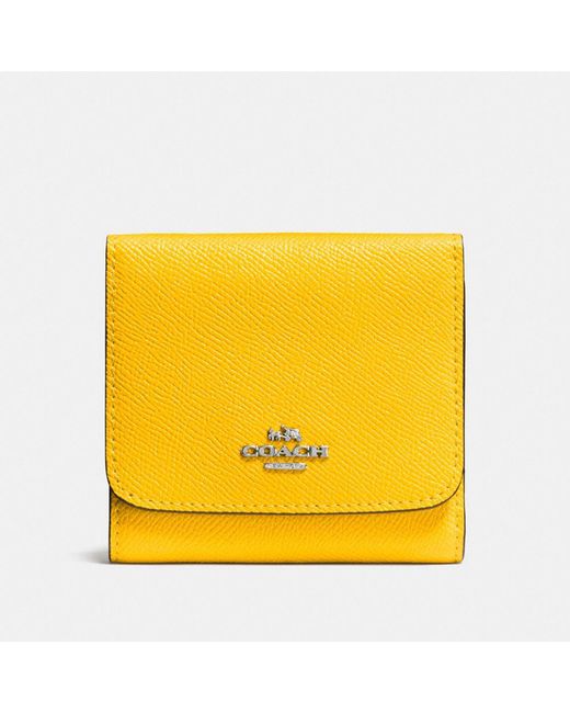 COACH Yellow Crossgrain Leather Small Wallet