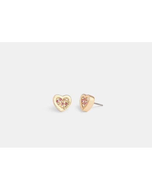COACH Black Pavé Heart Stud Earrings
