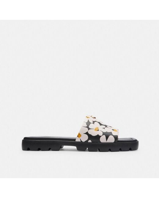 COACH Black Florence Sandal With Floral Print