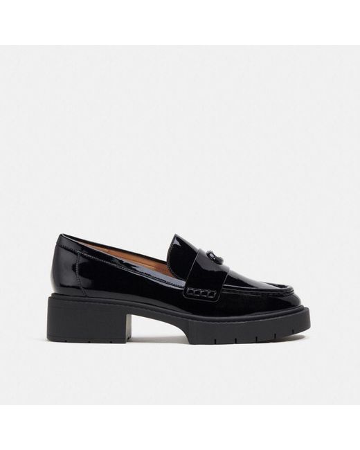 COACH Flats Leah Loafer In Patent Leather in Black | Lyst