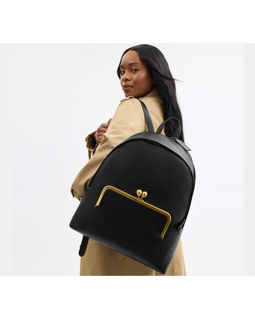 COACH Black Kisslock Frame Backpack