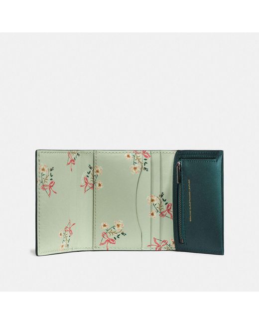 COACH Leather Small Trifold Wallet With 