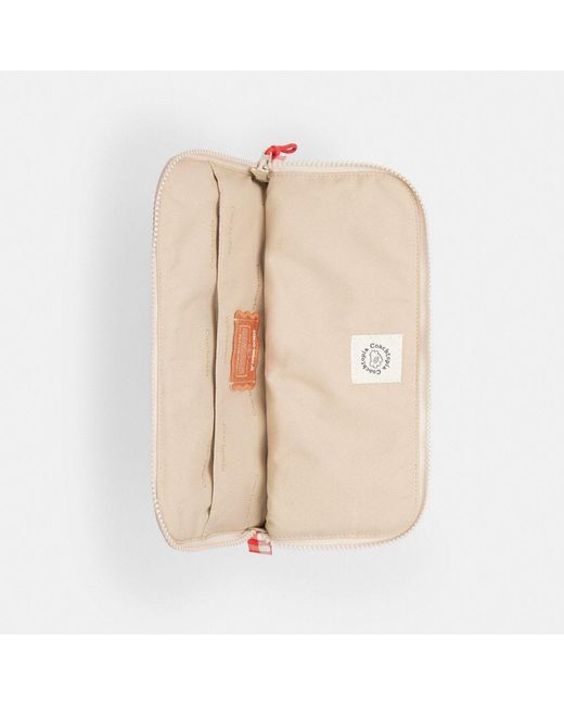 COACH Red Topia Loop Laptop Sleeve With Wavy Quilting In Gingham