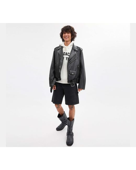 COACH Black Moto Jacket for men