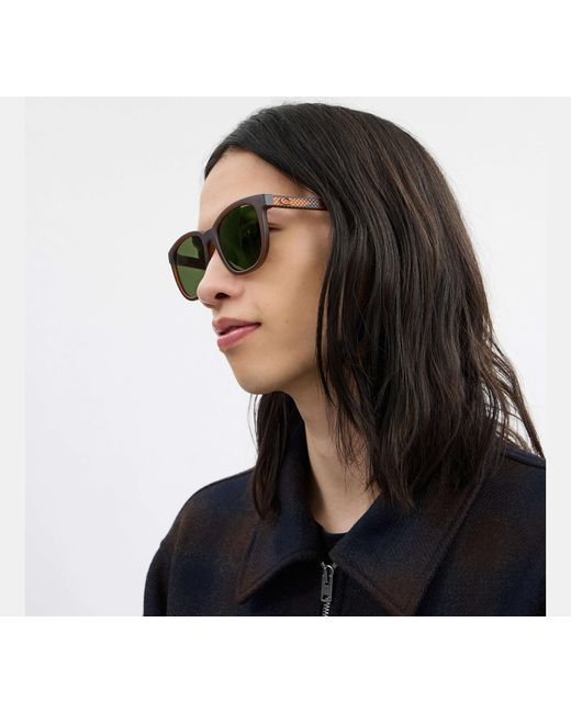 COACH Black Textured Square Sunglasses for men