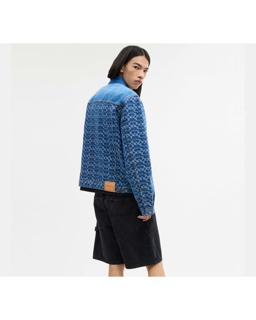 COACH Blue Signature Trucker Jacket for men
