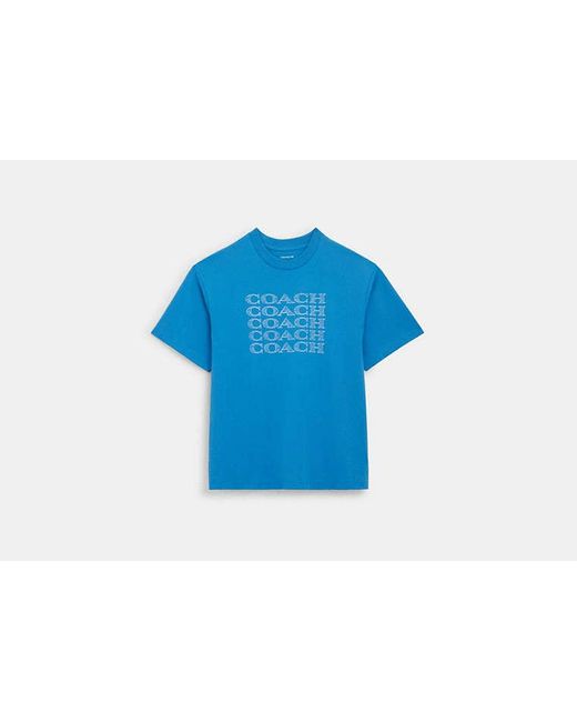 COACH Blue Signature Stack T Shirt for men