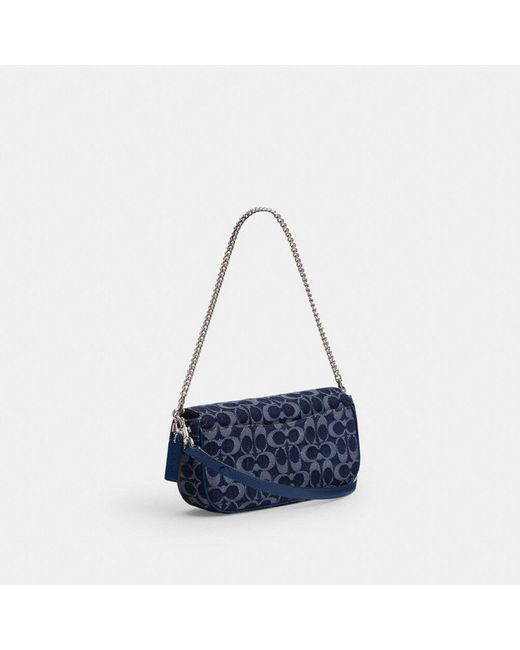COACH Blue Brook Flap Chain Bag In Signature Denim