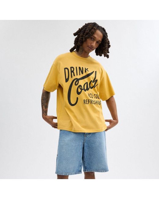 COACH Yellow Americana T Shirt for men