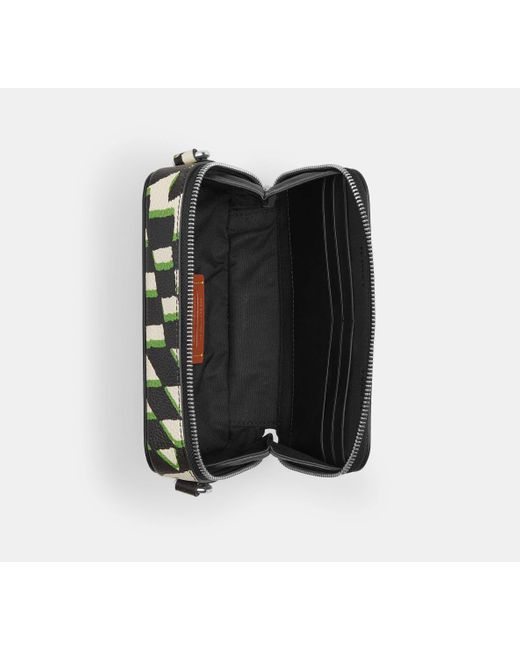 COACH Black Charter Slim Crossbody Bag With Geo Check Print for men
