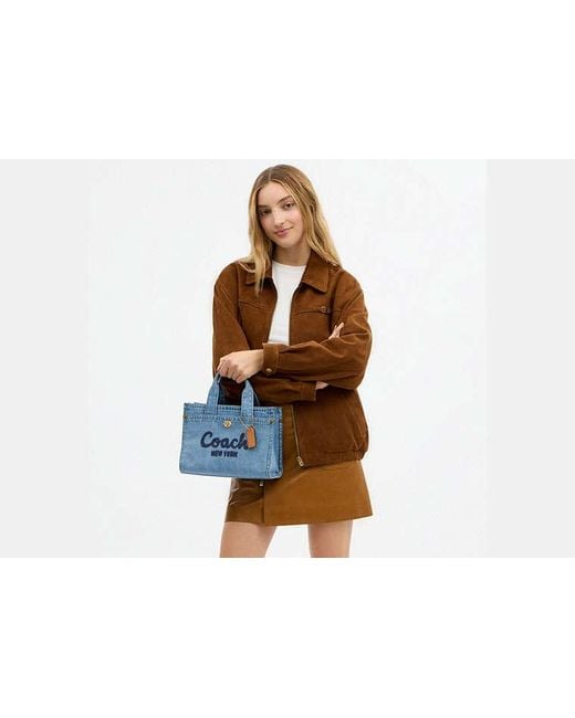 COACH Blue Cargo Tote Tote Handbags, Canvas/Leather