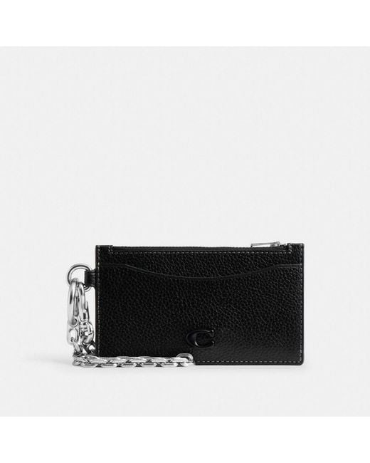 COACH Black Zip Card Case With Chain for men