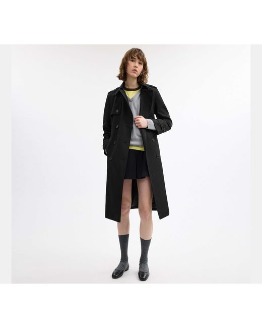 COACH Black Long Trench Coat