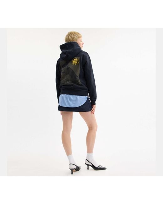 COACH Blue Collage Graphic Hoodie In Organic Cotton
