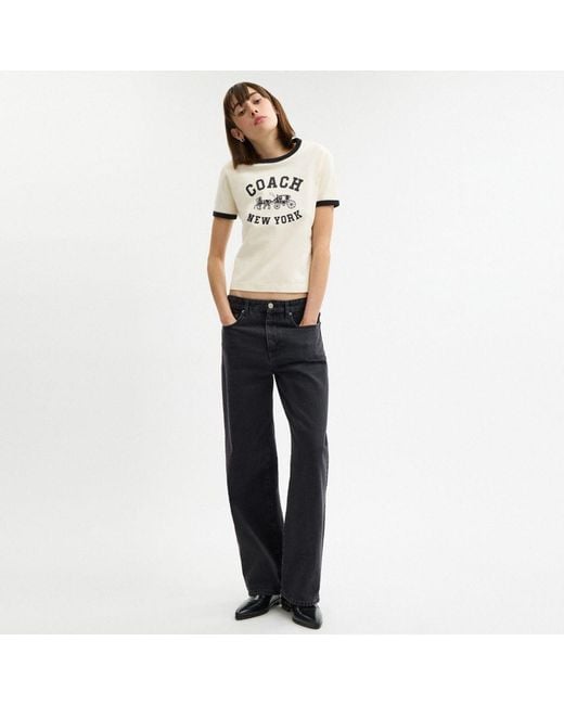 COACH White Horse And Carriage Ringer T Shirt In Organic Cotton