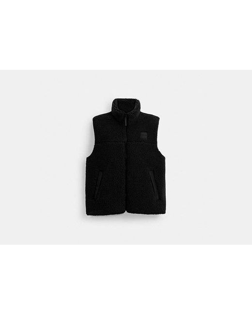 COACH Black Novelt Sherpa Vest for men
