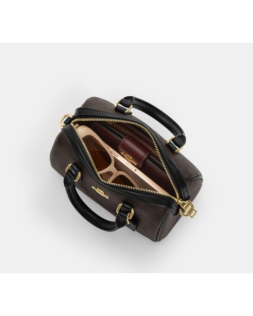 COACH Black Mini Rowan Crossbody Bag In Signature Canvas