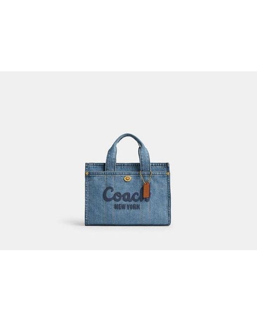 COACH Blue Cargo Tote Tote Handbags, Canvas/Leather