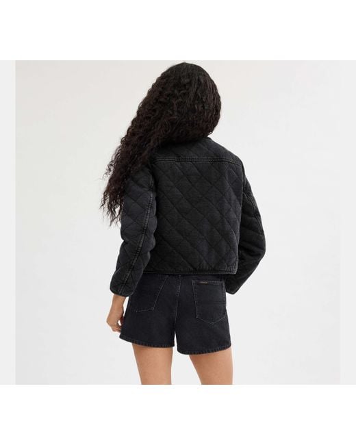 COACH Black Heritage C Quilted Denim Jacket