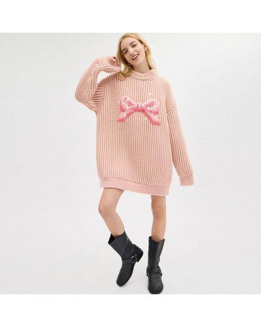 COACH Pink Buy Now Bow Sweater