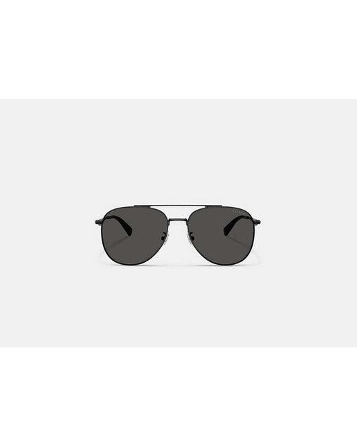 COACH Black C Hardware Metal Pilot Sunglasses for men