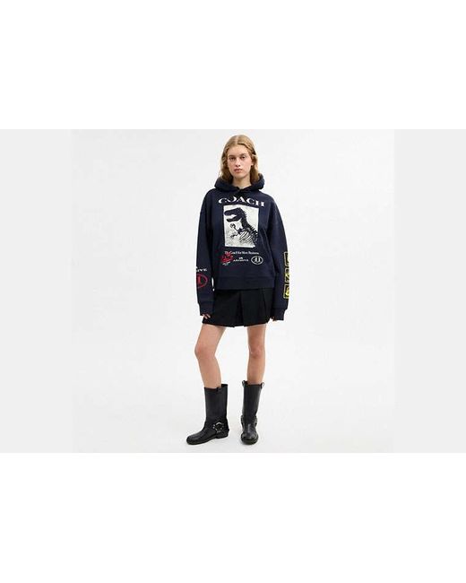 COACH Black Dinosaur Collage Relaxed Hoodie