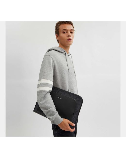 COACH Black Ethan Portfolio In Signature Canvas for men