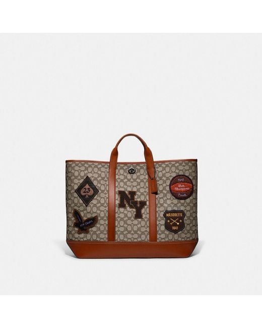 COACH Toby Turnlock Tote In Signature Textile Jacquard With Varsity