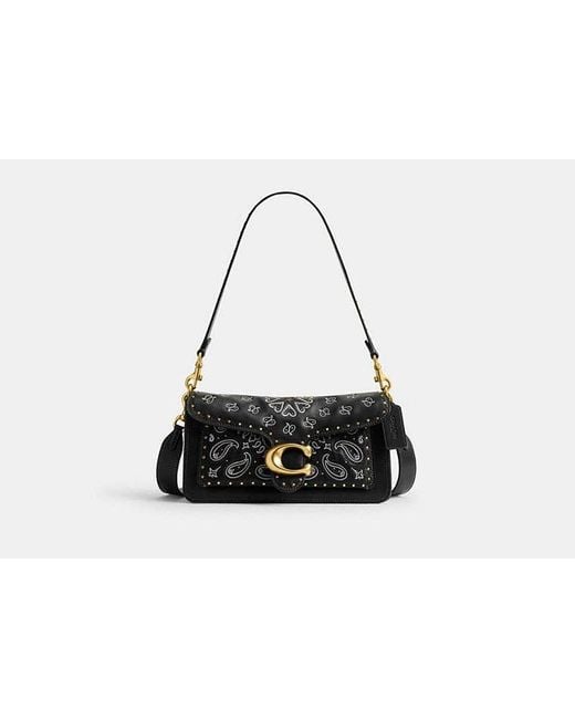 COACH Black Tabby Shoulder Bag 26 With Bandana Embellishment