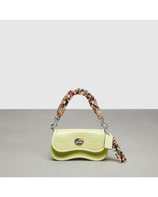 COACH Metallic Mini Wavy Dinky Bag With Crossbody Strap In Croc Embossed Topia Leather