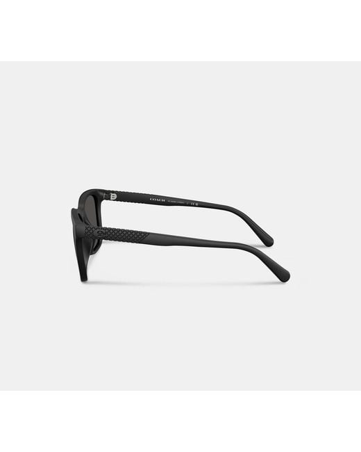 COACH Black C Hardware Textured Temple Square Sunglasses for men