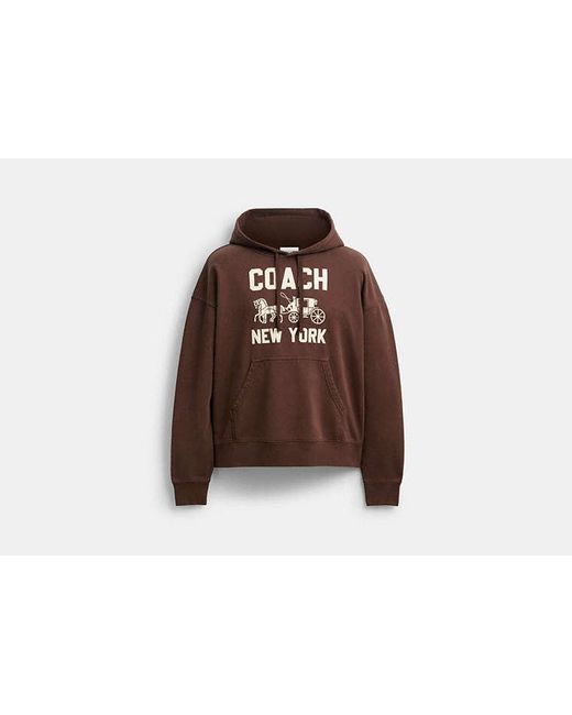 COACH フード付きパーカー ブラウン COACH Horse And Carriage Hoodie in Brown | Lyst