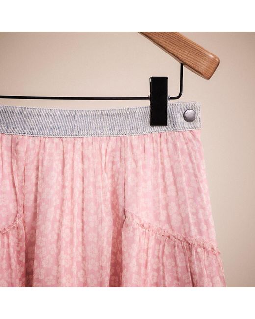 COACH Pink Restored Denim Waistband Mini Skirt