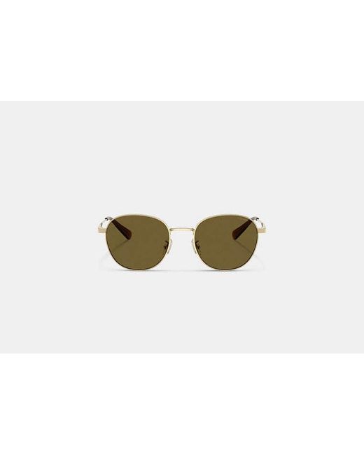 COACH Black Metal Hangtag Round Sunglasses for men