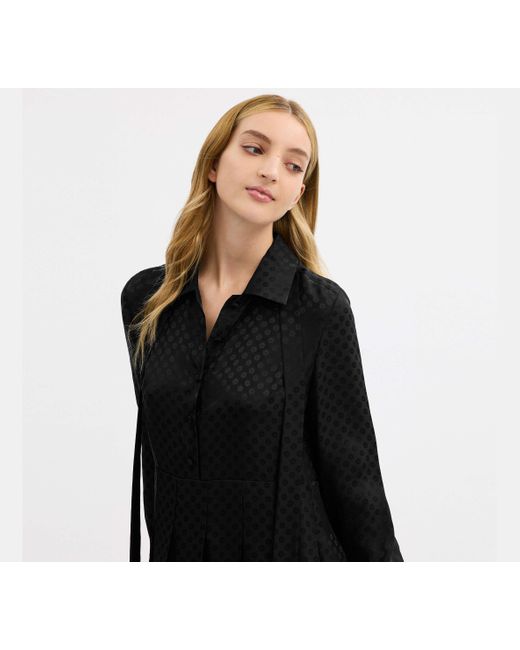 COACH Black Jacquard Pleated Dress