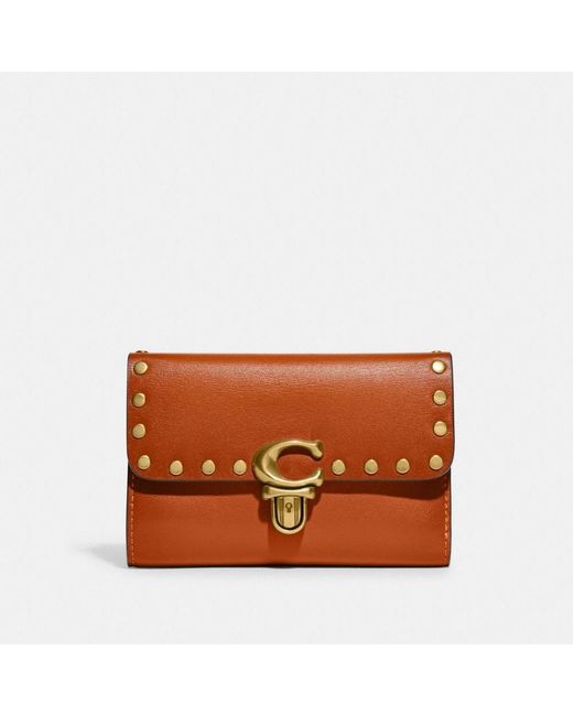COACH Studio Medium Wallet With Rivets in Brown Lyst