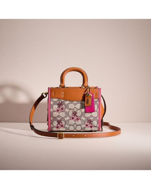 COACH Pink Upcrafted Rogue Bag 17 In Signature Textile Jacquard With Heart Embroidery