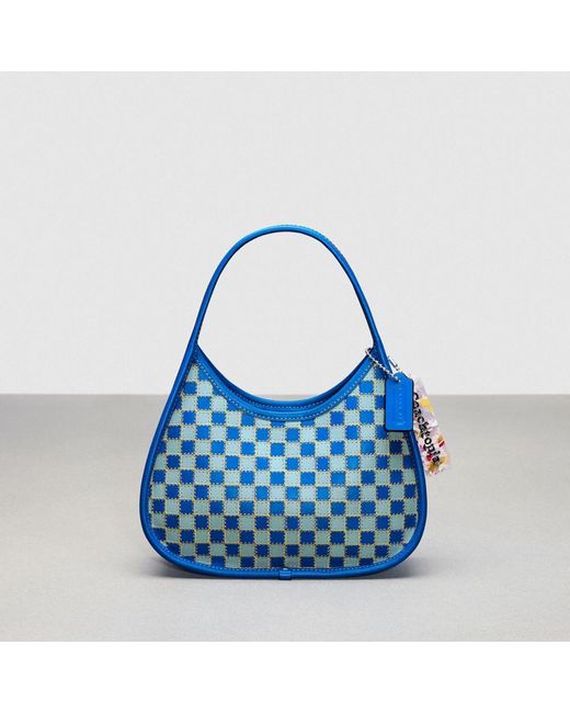 COACH Blue Ergo Bag In Mini Checkerboard Upcrafted Leather