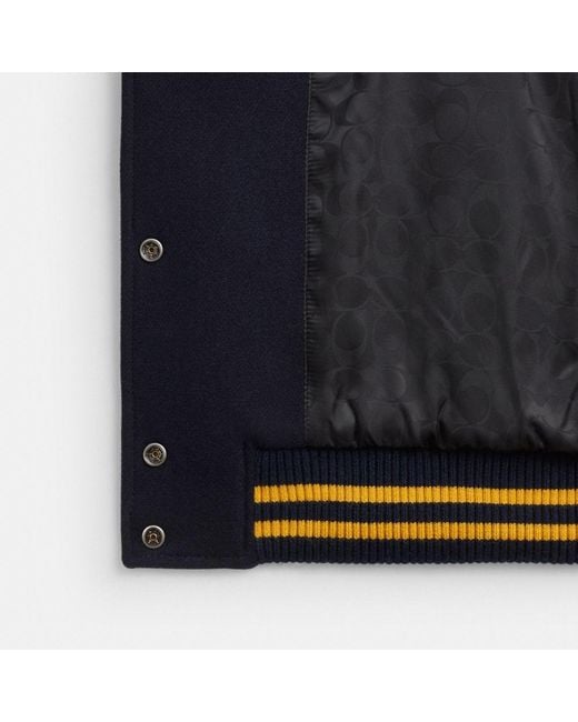 COACH Blue Wool Varsity Jacket