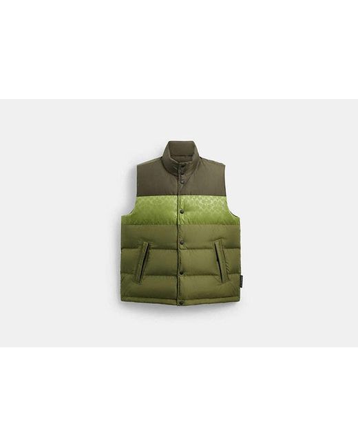 COACH Green Reversible Colorblock Down Vest for men