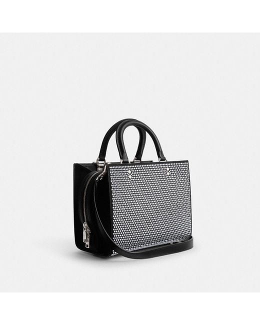 【 COACH 】ローグ バッグ 25・クリスタル NWT COACH CRYSTAL BLACK LEATHER ROGUE 25 & MATCHING CARD