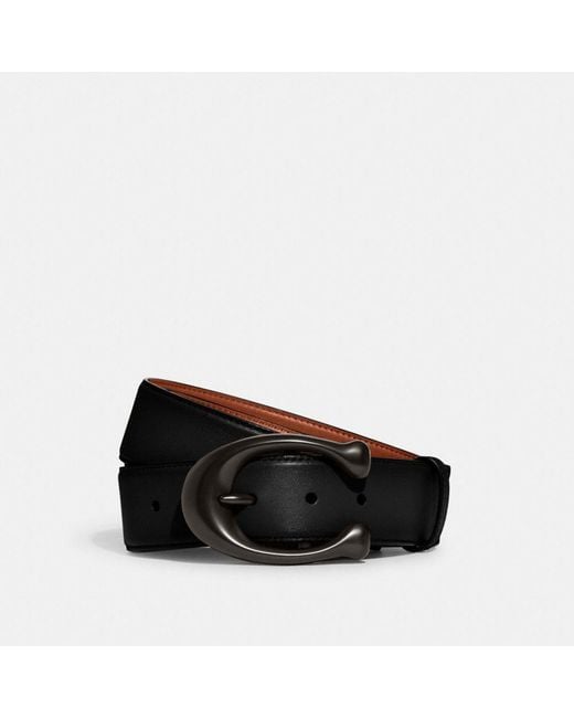 COACH Black Signature Buckle Cut To Size Reversible Belt, Size 42 | Leather for men
